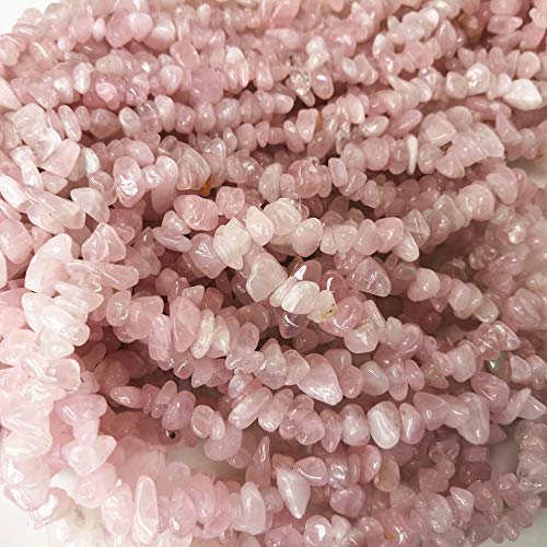 90 Inches Rose Quartz Irregular Shaped Crystal and Healing Tumbled Chip Stone Beads for Jewelry Making - color: Pink-Rose Quartz