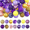 50Pcs Purple Yellow Chunky Bubblegum Beads, 20mm Chunky Bubble Gum Beads for DIY Beadable Pens Bracelets Necklaces Pearl Beaded Craft Jewelry Making - color: Purple+Deep Yellow