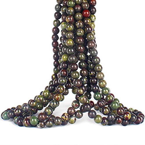 70PCS Natural 8MM Healing Gemstone, Dragon’s Blood Energy Stone Round Loose Beads, Semi-Precious Crystal Beads with Free Elastic String for Jewelry Making DIY - color: Dragon’s Blood, size: 8MM