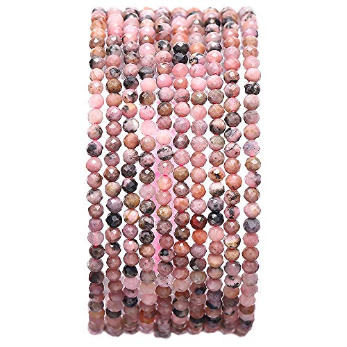 BEADIA Faceted Natural Rhodochrosite Stone Round Loose Semi Gemstone Beads for Jewelry Making 2-2.5mm 38cm - color: Rhodochrosite Faceted, size: 2-2.5mm