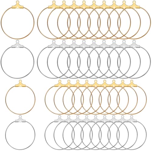 40 Pieces Earring Hoops for Jewelry Making Round Beading Hoop Earring for Earring Finding Making Supplies - color: Gold and Silver