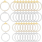 40 Pieces Earring Hoops for Jewelry Making Round Beading Hoop Earring for Earring Finding Making Supplies - color: Gold and Silver