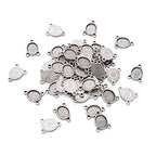 FASHEWELRY 100Pcs Tibetan Style Alloy Oval Bezel Pendant Trays 8x10mm Chandelier Components Links 3 Loops Base Connector Settings for DIY Jewelry Making - color: 8x10mm-100Pcs
