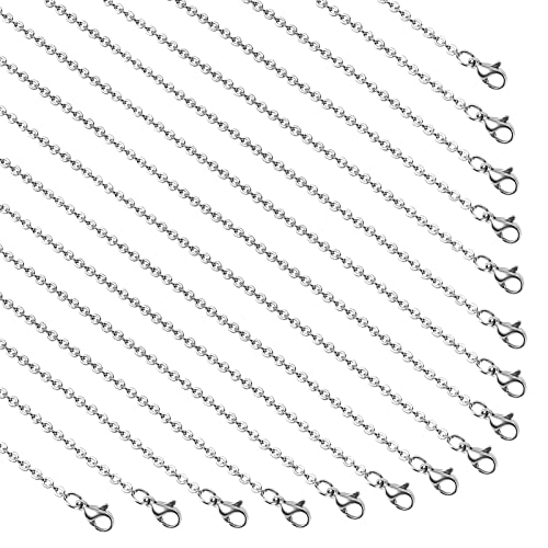 UMAOKANG 30 Pack Silver Chains for Jewelry Making, Stainless Steel Cable Chains Bulk Unisex Necklace Jewelry Chain (18 Inches) - color: Silver Cable, size: 18 Inch