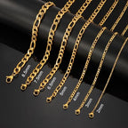 Monily Figaro Chain Necklace Stainless Steel 24K Gold Plated Chains for Men Women Jewelry Gift - color: 24K Gold-Plated, size: 28 Inches