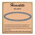 LPBeads Handmade Natural Gemstone Stretch Elastic Bracelet Healing Crystal Round Stone Beads Jewelry Gifts for Women Men - color: Hematite, size: 4mm