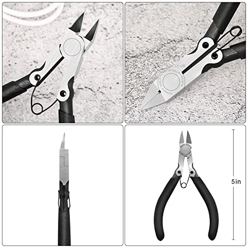 BOENFU 5 inch Flush Cutters Precision Wire Cutters Wire Snips Small Wire Nippers, Ideal for Crafts, Model, Electronics, Zip Ties, Jewelry Making - color: 5 Inches
