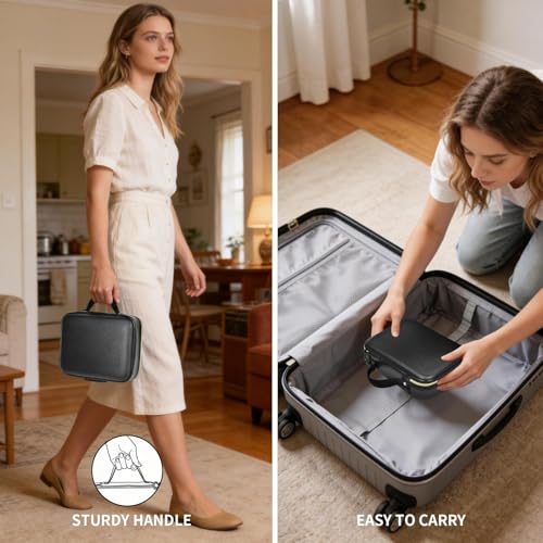 Fireproof Travel Jewelry Organizer Case with Lock, Portable Jewelry Binder with 6 Detachable Loose-leaf Pages, Clear Storage Book for Necklaces, Earrings, Rings & Bracelets (Bag Only)