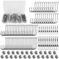 Fishing Hooks Swivel Sinker Set, 120Pcs Fishing Terminal Tackle Assortment Baitholder Octopus Circle Hooks Barrel Swivels Slipt Shot Sinker Weight Beads with Tackle Box