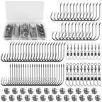 Fishing Hooks Swivel Sinker Set, 120Pcs Fishing Terminal Tackle Assortment Baitholder Octopus Circle Hooks Barrel Swivels Slipt Shot Sinker Weight Beads with Tackle Box
