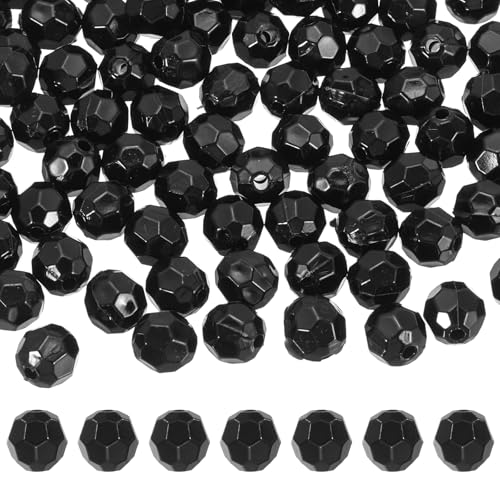 MECCANIXITY 400pcs Czech Faceted Bicone Beads 8mm Glass Spacer Bead Bulk for Jewelry Making & DIY Craft, Black - color: Black