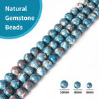 100pcs 6mm Blue Rain Flower Beads Natural Gemstone Beads Round Loose Beads for Crafting and Jewelry Making - color: Blue Rain Flower, size: 6mm