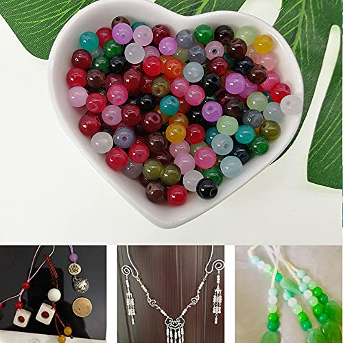 1500PCS 6mm Glass Round Beads Bulk， Imitative Jade Beads, Bracelet Loose Beads for Jewelry Making Earring, Necklaces, and DIY Crafts (6mm) - size: 6mm Mixed