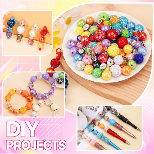 HUISUYTON 190 Pcs Beads for Pens Making, Included Rondelle Spacer Bead and 16/20mm Bubblegum Beads for Pen, Acrylic Bead for Jewelry Making, Bracelets, Beadable Pens - color: 190PCS Beads
