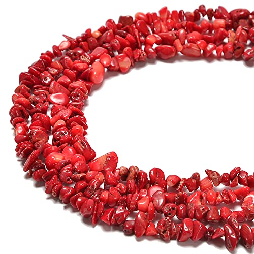 5-8mm Natural Red Coral Gemstone Chips Loose Beads Semi Precious for Jewelry Making DIY Handmade Craft Supplies 1 Strand per Bag Approxi 34" - color: Red Coral Chips