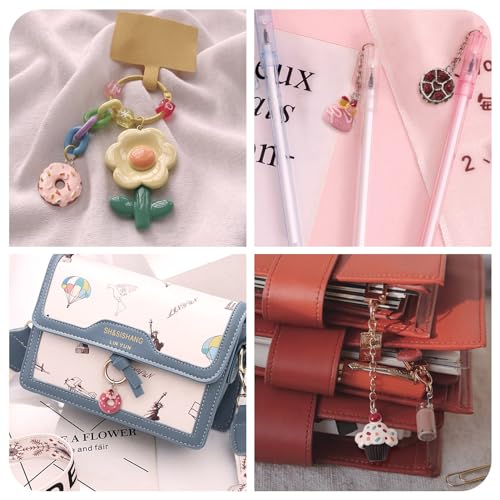Cheriswelry Cup Cake Resin Pendants Lovely Food Sweet Dessert Dangle Charms Links Hanging Ornament with Metal Loop Fruit Pendants for Key Chains Bracelet Necklace Jewelry Making - color: Mixed Color-Dessert*2