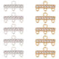 20 Pcs 2 Colors Brass Zirconia Multi Strand Clasps, 3-Layer Clasp Connectors Rec Chandelier Component Links Adjustable Layer Clasp for Jewelry Bracelet Necklace Making