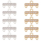 20 Pcs 2 Colors Brass Zirconia Multi Strand Clasps, 3-Layer Clasp Connectors Rec Chandelier Component Links Adjustable Layer Clasp for Jewelry Bracelet Necklace Making