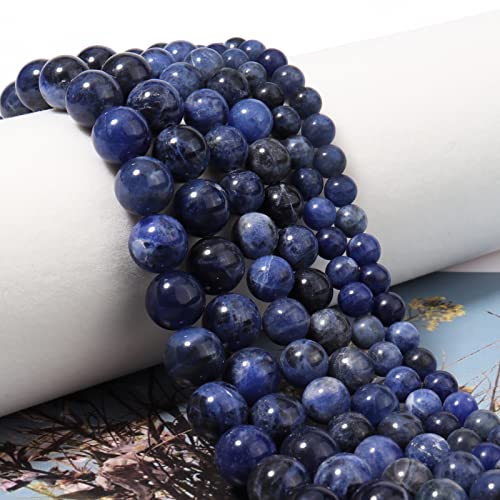 60pcs 6mm Natural Stone Beads Blue Sodalite Beads Energy Crystal Healing Power Gemstone for Jewelry Making, DIY Bracelet Necklace - color: Blue Sodalite, size: 6mm