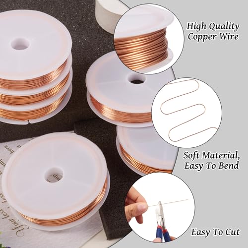 Cheriswelry 21 Gauge 0.7mm Craft Wire Soft Round Copper Wire Raw Beading Wire Tarnish Resistant Wire for DIY Necklace Earring Bracelet Jewelry Making Bezel Sculpting Armature, 42.65 Ft - size: 21 Gauge(0.7mm)