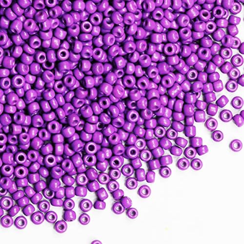 Bulk 3mm Purple Seed Beads for Jewelry Making 200 Grams About 6500pcs,8/0 Glass Craft Beads for Making Earrings, Bracelets, Pendants, Waist Jewelry, DIY Handmade Seed Beads (Purple) - color: Purple, size: 3mm