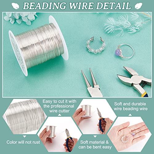 BENECREAT 24 Gauge 87 Yards Tarnish Resistant Silver Wire Jewelry Beading Wire for Beading Wrapping and Other Jewelry Craft Making - color: Silver, size: 24 Gauge