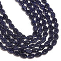 70pcs Natural Blue Sand Stone Beads，4x6mm Egg Shape Loose Gemstone Beads for Jewelry Making Design Earring Necklace - color: blue sand