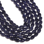 70pcs Natural Blue Sand Stone Beads，4x6mm Egg Shape Loose Gemstone Beads for Jewelry Making Design Earring Necklace - color: blue sand