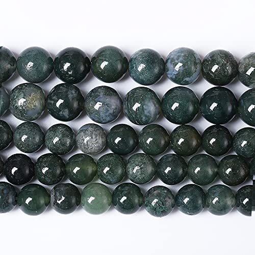 90PCS 4mm Natural Green Moss Agate Beads Gemstone Round Loose Spacer Beads for Jewelry Making DIY Bracelet Necklace Earrings 15" Inch(Moss Agate Beads, 4mm) - color: Moss Agate Beads, size: 4mm