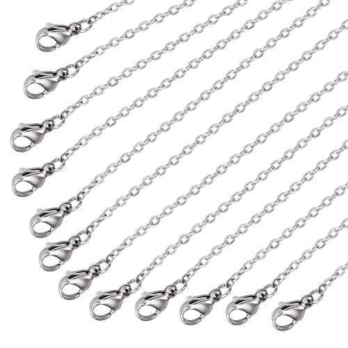 Wholesale 12 PCS Genuine Stainless Steel Fine Cable Chain Necklace Chains Bulk for Jewelry Making (26 Inch(2MM)) - color: Stainless Steel, size: 26 inch-0.079 inch