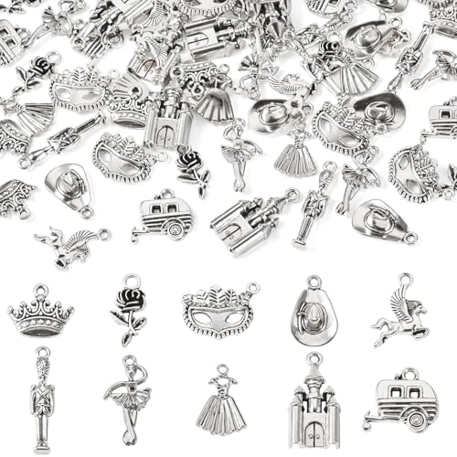 Craftdady Tibetan Style Antique Silver Alloy Pendants Cute Metal Dangle Charms Vintage Animal Pendants Hanging Charms for DIY Craft Earring Bracelet Necklace Jewelry Making Supplies - color: Antique Silver & Platinum, 10 Styles