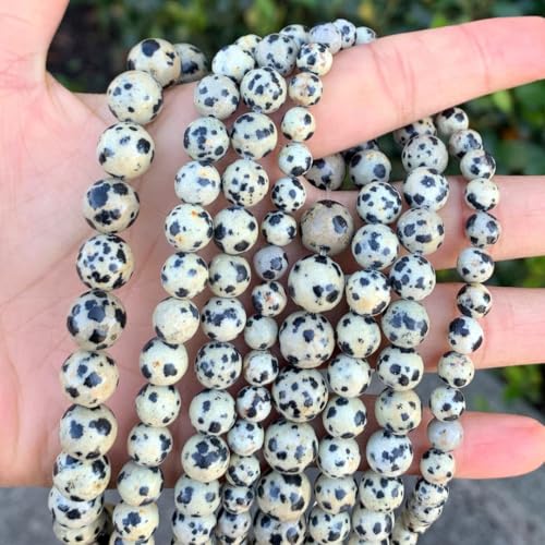 90pcs Adabele Natural Dalmatian Jasper Healing Gemstone 4mm (0.16 inch) Small Round Beads Gem Stone Spacer for Craft Jewelry Making GF17-4 - color: Dalmatian Jasper, size: 4mm (90pcs/1 Strand)