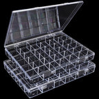 Noverlife 2 Pack 36 Grids Clear Plastic Organizer Box, Jewelry Craft Storage Container Bead Holder Nail Charm Organizer, Rock Collection Box for Fishing Tackles, Acrylic Earring Display Case for Girls - size: 36 Grids - 2 Packs