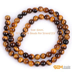 GEM-Inside Natural 6mm Tiger Eye Gemstone Loose Beads Round Crystal Energy Stone Power for Jewelry Making 15'' - color: Yellow Tiger Eye, size: 6mm