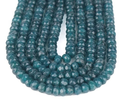 Perlin Agate & Jasper Gemstone Strand Beads 4 mm Rondelle 110 Pieces Jewellery Beads Semi-Precious Stone for Jewellery Necklace Bracelet Earrings (Indian Sapphire) - color: Indian Sapphire