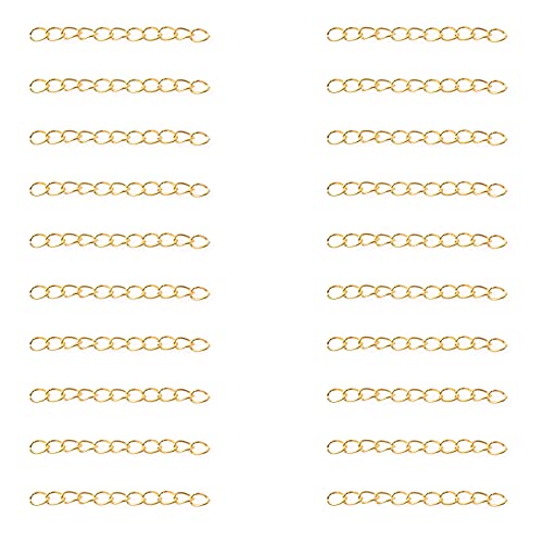 60 Pcs Necklace Extension Chain Metal Silver Gold Twist Removable Tail Extender Chains for Jewelry Making Bracelet Anklet Keychain DIY Kit (Gold, 5 cm) - color: Gold, size: 5 cm
