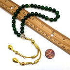 Simple Designed Natural Stone Worry Beads (8mm -33 Beads) - Prayer Beads Tesbih-Tasbih-Tasbeeh-Misbaha-Subha-Sebha-Sibha-Rosary (Green Jade -8 mm 33- Beads/Gold Tassel) - color: Green Jade -8 mm 33- Beads / Gold Tassel