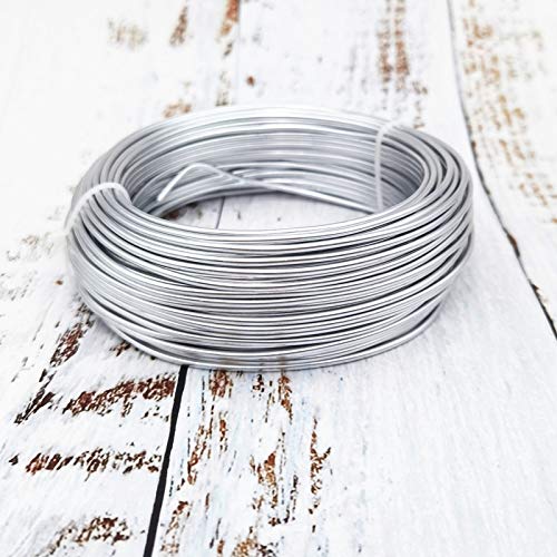 INSPIRELLE 15 Gauge 164 Feet Silver Aluminum Craft Wire Bendable Metal Wire for Jewelry Craft Making - color: Silver, size: 15 Gauge (1.5mm)