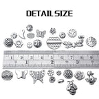 100g Antique Silver Spacer Beads Tibetan Alloy Ball Leaf Butterfly Flower Animal Spacers Loose Beads Spacer Charm Beads Craft Supplies for DIY European Bracelet Necklace Jewelry Making