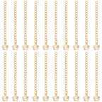 Beebeecraft 1 Box 20Pcs Bracelet Extender Chains Jewelry End Chain Real 18K Gold Plated Brass Craft Flower Charm 5.6cm Cable Chain for Jewelry Making Necklaces Bracelets Supplies DIY Crafts - color: Gold-stripe Flower
