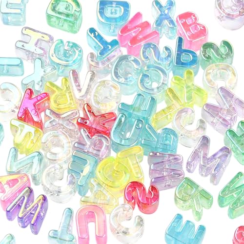 Ornaland 90-100Pcs Large Letter Beads Rainbow Acrylic Alphabet Letter Beads Random Mixed Alphabet Shape Bead for Bracelets Keychains Jewelry Lanyards Making(Mixed Color) - color: Mixed Color