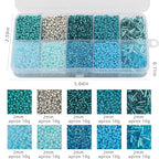 Approx 5000pcs 12/0 Glass Seed Beads for Jewelry Making, 2mm Mix 10 Colors Tube Beads Glass Bugle Beads Waist Beads Kit for Bracelets Necklaces Earrings DIY Supplies (Lake Blue) - color: Lake Blue