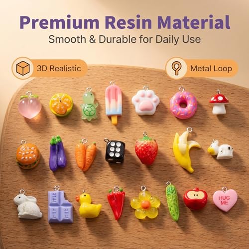 KJML DIY Cute Keychain Charms Bulk 30pcs Pendant Charms for Keychain Making Mini Resin Charm for Funny Keychains Bag Charm Purse Backpack Jewelry Making - color: Mix Random