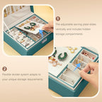 Homeanda Jewelry box 2 layer Jewelry box Leather Jewelry boxes for Women Girls Teens Jewelry organizer box Jewelry Storage box with lock(Green) - color: Green