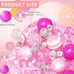 106Pcs 20mm Beads for Pens Making with Rondelle Spacer Beads Pink Acrylic Focal Bubblegum Bead Crystal Round Sparkly Chunky Bead for Pens Beadable Keychain Necklace DIY Craft Jewelry Making Supplies - color: Pink