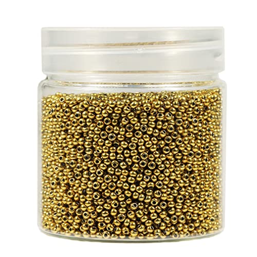 Bala&Fillic 2mm Round Size Almost Uniform Golden Color Seed Beads About 10000pcs /110 Grams in Box,12/0 Small Glass Seed Beads for Jewelry Making, Hole 0.6mm(Golden) - color: Golden