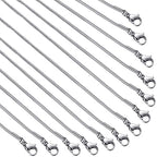 12 Pack Necklace Chains 16 Inches Stainless Steel Snake Chain Necklace with Lobster Clasps for DIY Jewelry Making, 1.2 mm - size: 16 Inches