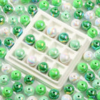 16mm Acrylic Green Beads 100pcs Ab Forest Style Bead Chunk Bubblegum Beads for Pens for Necklace Jewelry Bracelets DIY Crafts Making (Green&White) - color: green&white