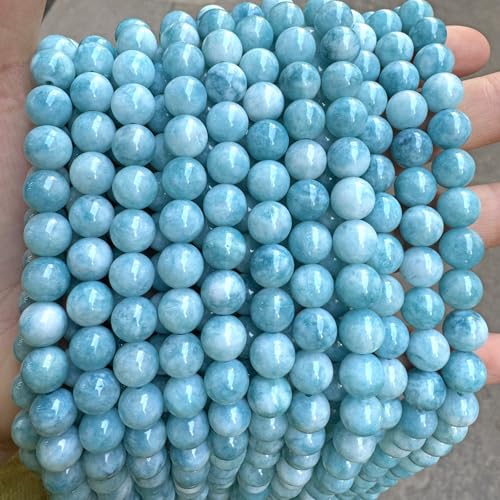 45pcs 8mm Natural Stone Beads Larimar Blue Stone Round Loose Beads for Jewelry Making DIY Bracelets Necklace - color: Larimar, size: 8mm