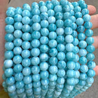38pcs 10mm Natural Stone Beads Larimar Blue Stone Round Loose Beads for Jewelry Making DIY Bracelets Necklace - color: Larimar, size: 10mm